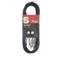 Stagg STC060PCM сдвоенный аудио шнур 2x mono Jack - 2 RCA, длина: 60 см, цвет: черный