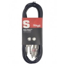 Stagg STC060PCM сдвоенный аудио шнур 2x mono Jack - 2 RCA, длина: 60 см, цвет: черный