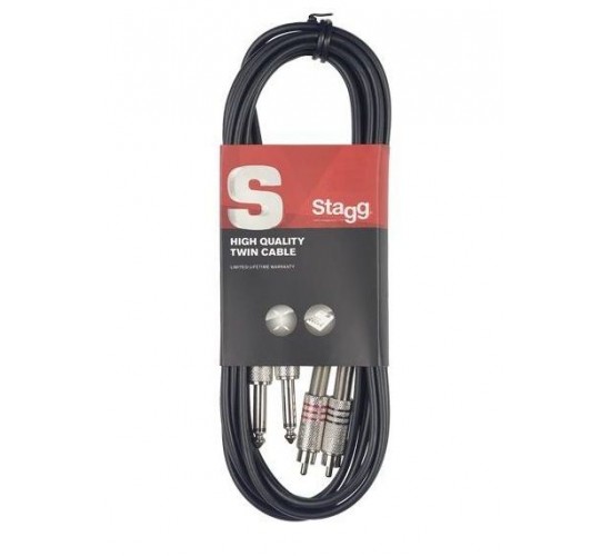 Stagg STC060PCM сдвоенный аудио шнур 2x mono Jack - 2 RCA, длина: 60 см, цвет: черный
