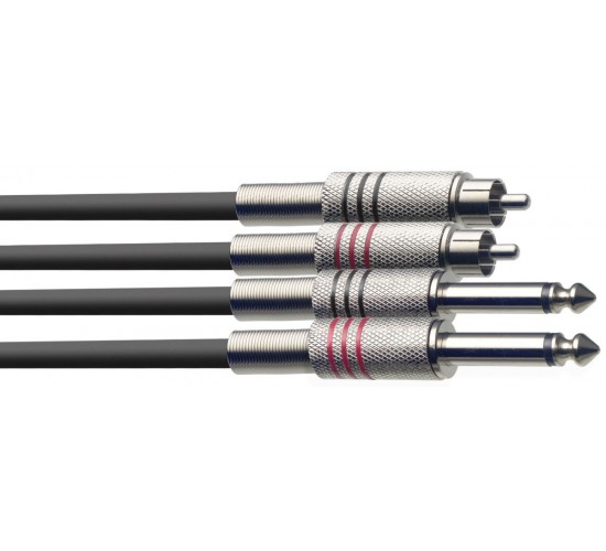 Stagg STC060PCM сдвоенный аудио шнур 2x mono Jack - 2 RCA, длина: 60 см, цвет: черный