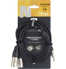Stagg NYC3/MPS2XMR проф. аудио шнур, мини стерео Jack 1/8"- 2 XLR(m), длина 3 м, черный