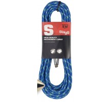 Stagg SGC6VT BL «твидовый» гитарный шнур Jack-Jack, металлические PRO -разъемы, 6 метров, синий