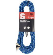 Stagg SGC6VT BL «твидовый» гитарный шнур Jack-Jack, металлические PRO -разъемы, 6 метров, синий