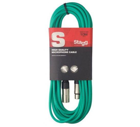 Stagg SMC10 CGR микрофонный шнур, xlr-xlr, длина 10 метров, цвет зеленый