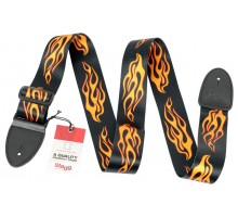 Stagg STE FLAME ремень для гитары из терилена,рисунок: красные языки пламени