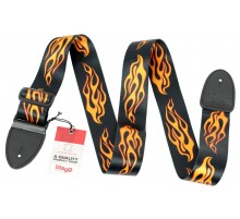 Stagg STE FLAME ремень для гитары из терилена,рисунок: красные языки пламени