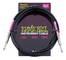 Ernie Ball 6048 кабель инструментальный с прямыми джеками, 3 метра черный