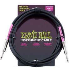 Ernie Ball 6048 кабель инструментальный с прямыми джеками, 3 метра черный
