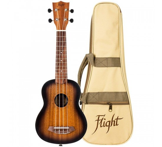 Flight NUS 380 AMBER укулеле сопрано, санберст, с чехлом