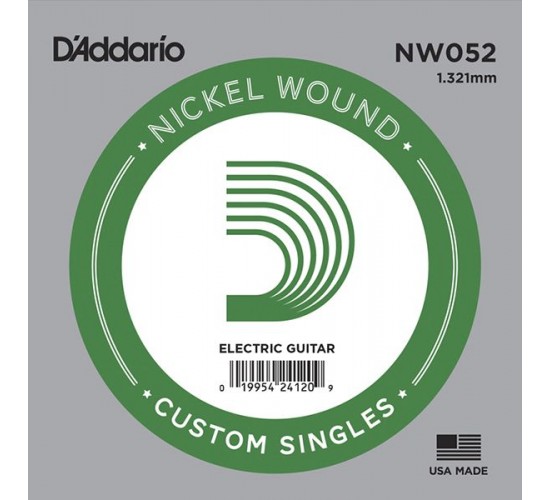 D'Addario NW052 Nickel Wound Отдельная струна для электрогитары, .052