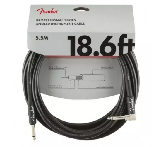 Fender 18.6' Professional Angle INST CBL BLK инструментальный кабель, черный, длина 5,5м, прям/углов