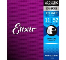 Elixir 11025 POLYWEB Комплект струн для акустической гитары, Custom Light, бронза 80/20, 11-52