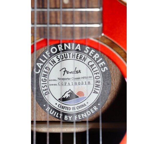 Fender Newporter Classic HRM PF акустическая гитара, цвет красный USED