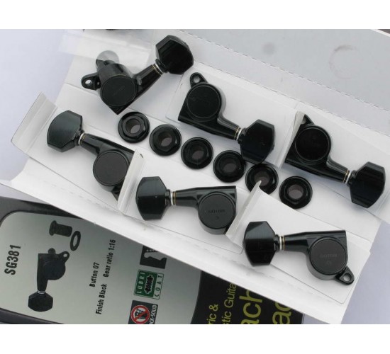 Gotoh SG381-07 колки, black (классический черный), 6 в линию, реверсивные