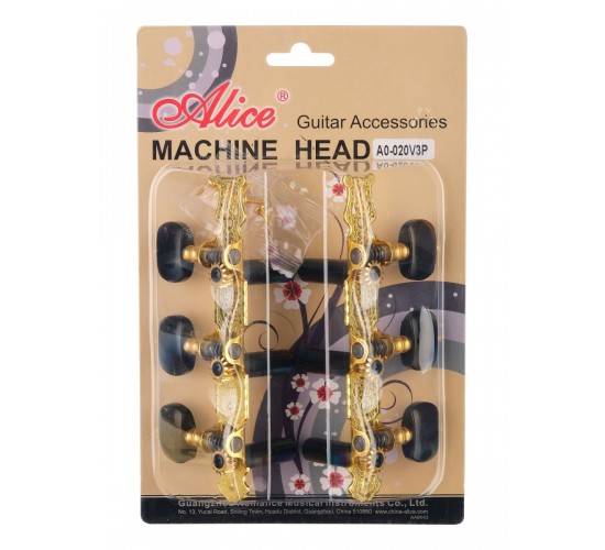 Alice AO-020V3P Комплект колковой механики для классической гитары, позолоченный