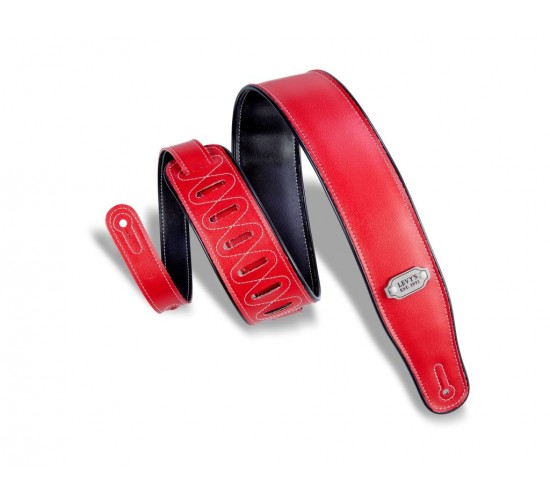 Levy's M26VP-RED-BLK Rebel Series Ремень для гитары, винил, двусторонний, красный/черный