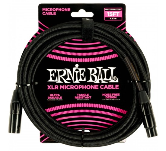Ernie Ball 6391 кабель микрофонный, оплетеный, XLR - XLR, 4,57 м, черный