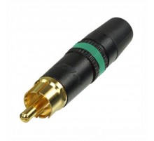 Rean NYS373-5 Разъем RCA в металлическом черном корпусе, зеленая маркеровочная полоса