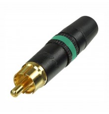 Rean NYS373-5 Разъем RCA в металлическом черном корпусе, зеленая маркеровочная полоса