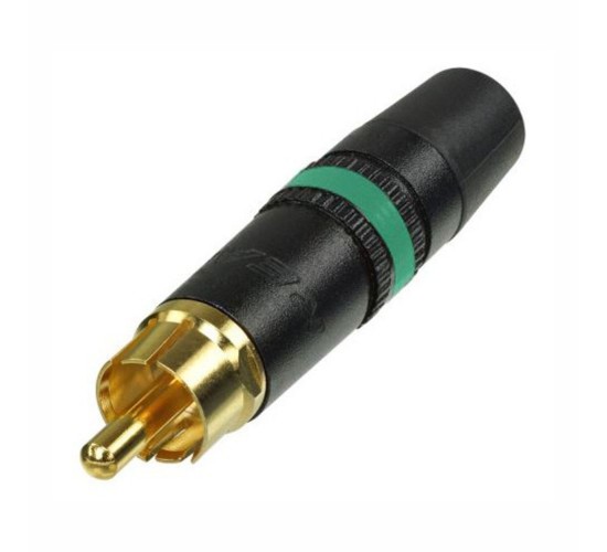 Rean NYS373-5 Разъем RCA в металлическом черном корпусе, зеленая маркеровочная полоса