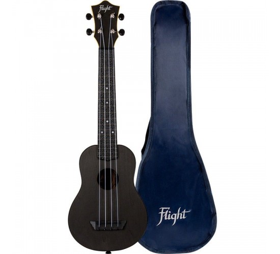 Flight TUSL 35 BK укулеле сопрано, LONG NECK, черная, пластик