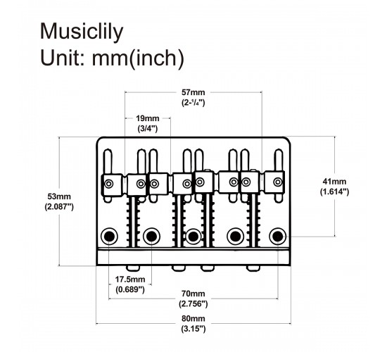 Musiclily MX1894CR Бридж для бас-гитары Precision/Jazz Bass, хром