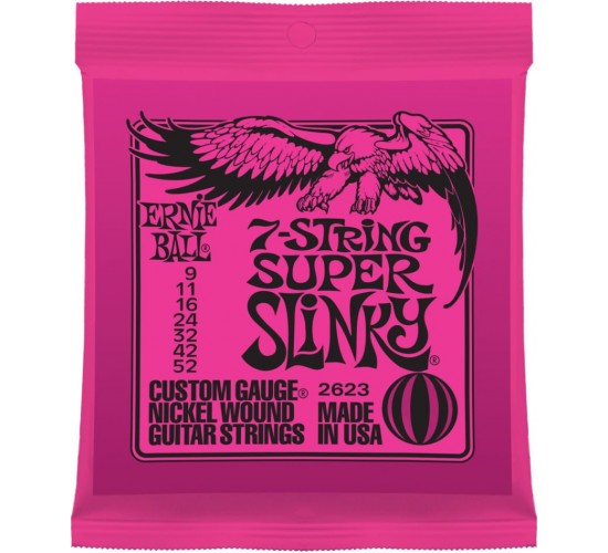 Ernie Ball 2623 струны для 7стр. эл.гитары Nickel Wound Super Slinky 7 (9-11-16-24w-32-42-52)