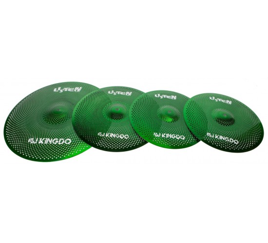 KingDo LISTEN SET 14«+16»+20" GREEN Комплект бесшумных барабанных сетчатых тарелок KingDo