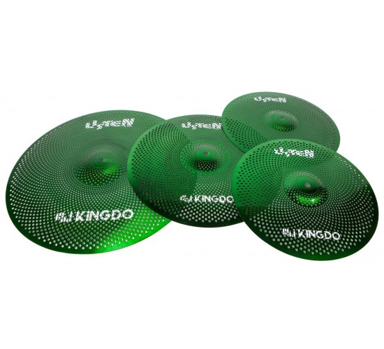 KingDo LISTEN SET 14«+16»+20" GREEN Комплект бесшумных барабанных сетчатых тарелок KingDo