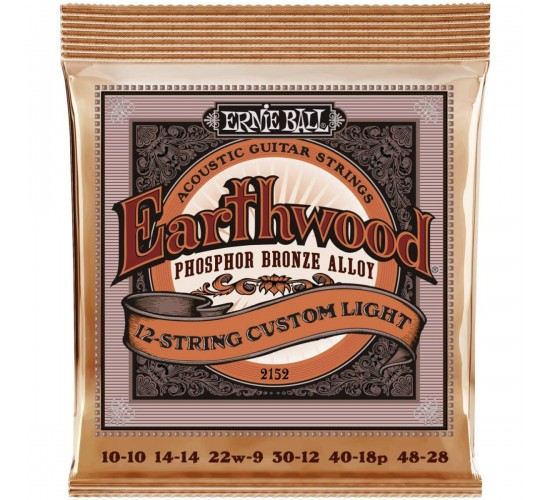 Ernie Ball 2152 струны для 12стр. акустической гитары Phosphor Bronze Custom Light (10-48)