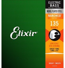 Elixir 15435 NANOWEB Отдельная 5-ая струна для бас-гитары, Heavy B, .135, никел., сужающаяся опл.