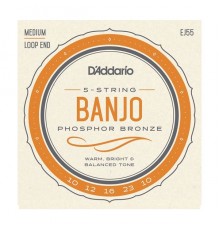 D'Addario EJ55 Комплект струн для 5-струнного банджо, фосф.бронза, Medium, 10-23 EJ55