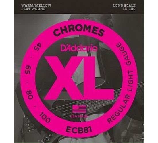 D'Addario ECB81 Chromes Комплект струн для бас-гитары, Light, 45-100, Long Scale