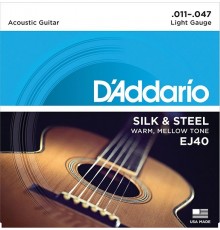 D'Addario EJ40 SILK&STEEL Струны для акустической гитары посеребренные сталь и шелк 11-47