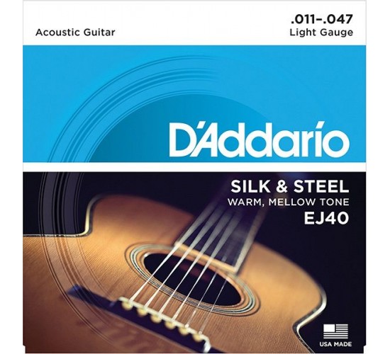 D'Addario EJ40 SILK&STEEL Струны для акустической гитары посеребренные сталь и шелк 11-47