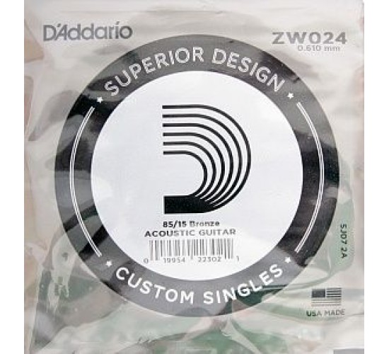 D'Addario ZW024 Отдельная струна для акустической гитары, бронза 85/15, 024