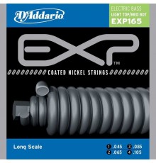 D'Addario EXP165 Coated Комплект струн для бас-гитары с покрытием, Light Top/Medium Bottom, 45-105, Long Scale