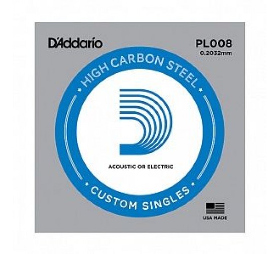 D'Addario PL008 PLAIN STEEL Отдельная стальная струна без обмотки 0.008"