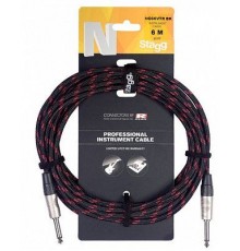 Stagg NGC6VTR BK профессиональный «твидовый» гитарный шнур Jack-Jack с разъемами типа REAN, 6м