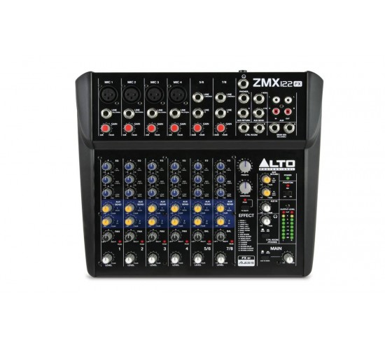 Alto ZMX122FX микшерный пульт, 4 моновхода, 2 стереовхода, 2 AUX-шины, процессор эффектов Alesis