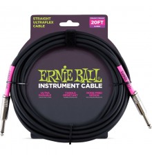 Ernie Ball 6046 кабель инструментальный с прямыми джеками, 6 метров, черный