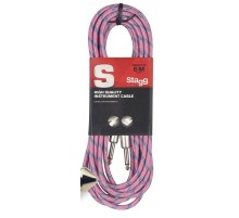 Stagg SGC6VT PK «твидовый» гитарный шнур Jack-Jack, металлические PRO -разъемы, 6 метров, розовый