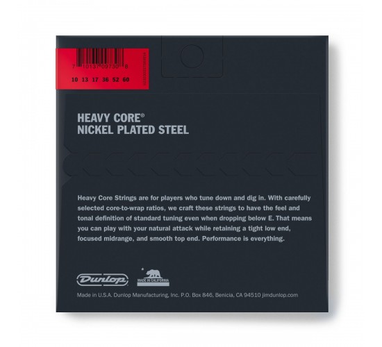 Dunlop DHCN1060-6 Heavy Core Комплект струн для электрогитары, никелированные, 10-60