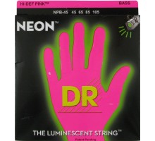 DR NPB5-45 NEON HiDef Pink струны для 5 cтрун. бас гитар, светящиеся в УФ лучах, цвет Pink, 45-125