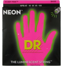 DR NPB5-45 NEON HiDef Pink струны для 5 cтрун. бас гитар, светящиеся в УФ лучах, цвет Pink, 45-125