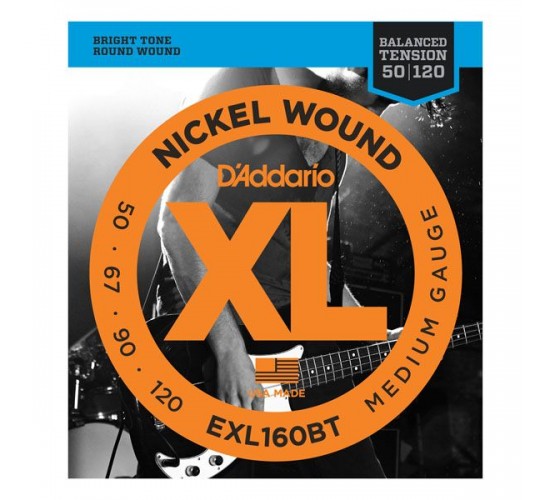 D'Addario EXL160BT Nickel Wound Комплект струн для бас-гитары, сбаланс. натяжение, Medium, 50-120