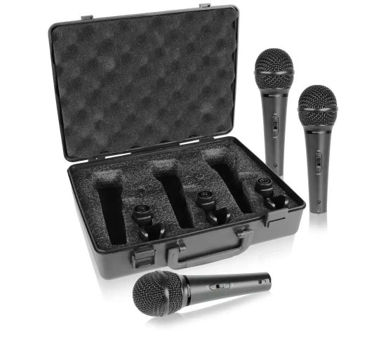 Behringer XM1800S динамические микрофоны (комплект из 3 шт.) с выключателем, в кейсе