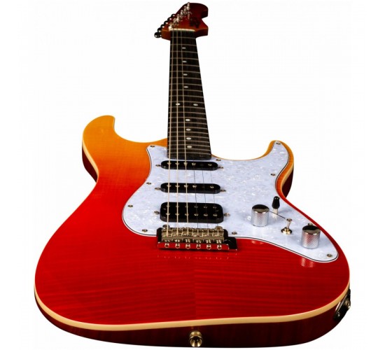 JET JS-600 TRS электрогитара, Stratocaster, корпус кр.дерево/топ клен, HSS, tremolo, цвет TRS