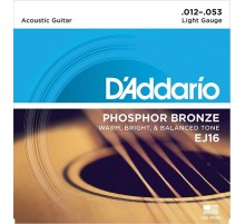 D'Addario EJ16 PHOSPHOR BRONZE Струны для акустической гитары фосфорная бронза Light 12-53
