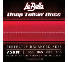 La Bella 750N Комплект струн для бас-гитары с черным нейлоном 050-105